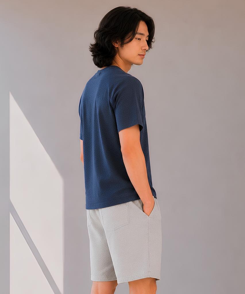 CUSTOMUS Men'S Lecture Single Henley Neck Short Sleeve T-Shirt Cxs26Mkrt502 Nav