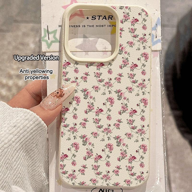 Vintage Floral Pattern Phone Case For iPhone 17 16 15 14 13 12 11 Pro Max XS X XR 16E 16 Plus 17 Air Shockproof Soft Lichi Cover