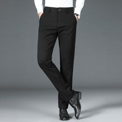 Calças casuais elásticas masculinas de alta qualidade, primavera e outono de 2024, feitas de lã macia tricotada, calças sociais sob medida, calças compridas