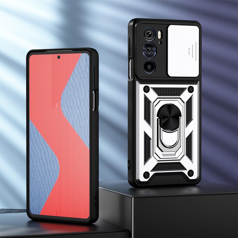 KEYSION Capa à prova de choque para Motorola Edge 30 Pro 20 Lite 20 Fusion S30 Push Pull Camera Protection Phone Cover para MOTO G200