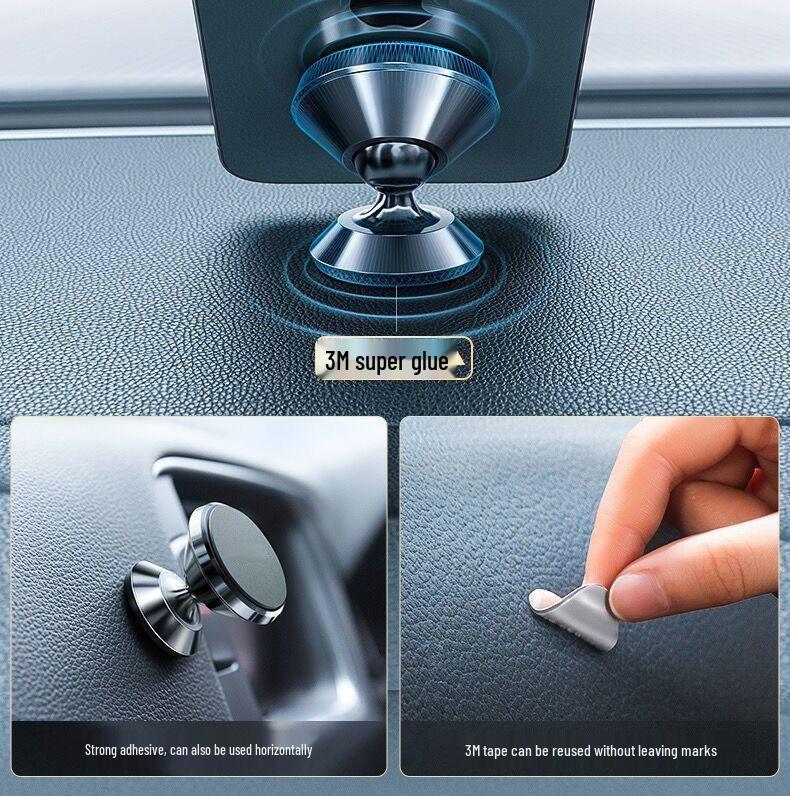 Magnetic Car Phone Holder with Suction Cup for Dashboard & Air Vent Navigation