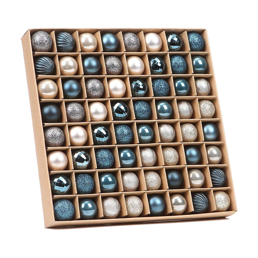 

Assorted Finish For Mini Christmas Ornaments 64 Pcs 30mm Holiday Home Decor синий