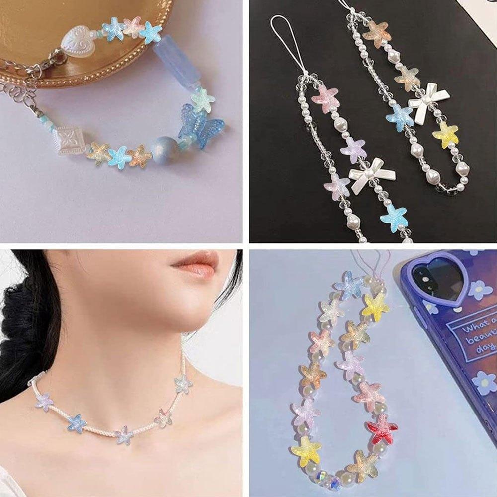 8/16/32pcs Glass Material Starfish Zhuhai Ocean Style Decoration Zhuhai Ocean Animal Beads Fashion Multi functional Personalized Decoration