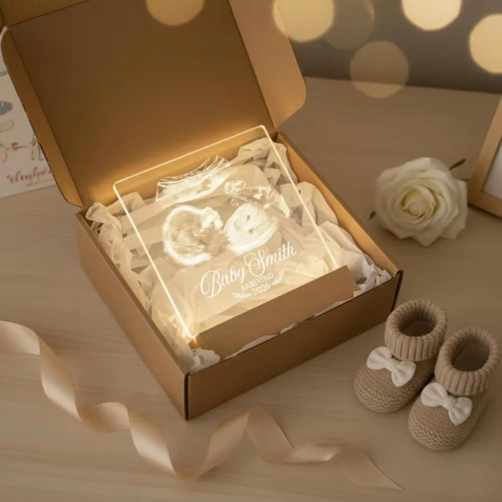 Custom Sonogram Photo Acrylic Night Light Personalized Ultrasound LED Lamp Meaningful Pregnancy Keepsake Special Mothers Day