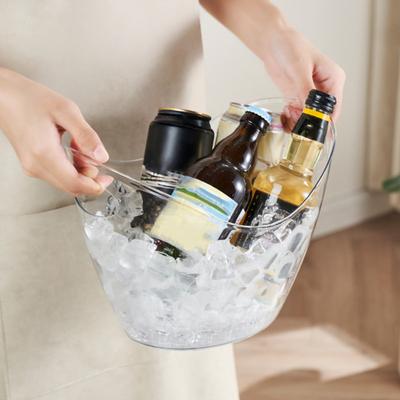 Wiadro na lód do piwa Przezroczyste tworzywo Sztuczne Chłodziarka do wina z uchwytem Pojemność 4L/8L Wytrzymała wanna na szampana na imprezę