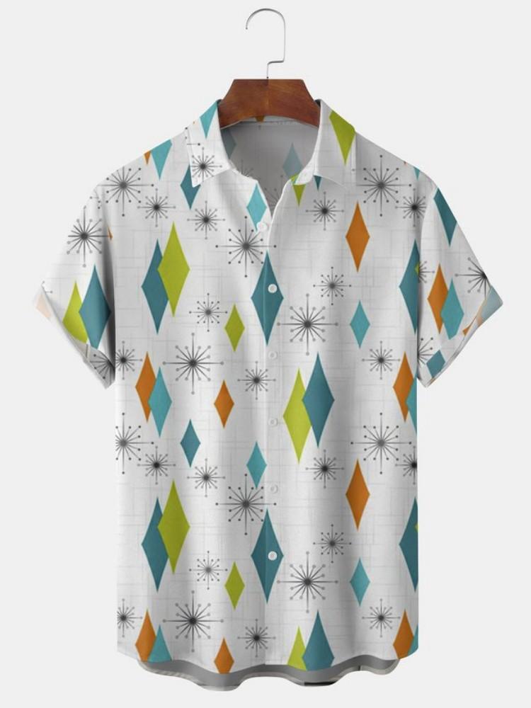 Men's casual shirt plant printed summer clothing Hawaiian short sleeved 2026 medieval vintage beach vacation top