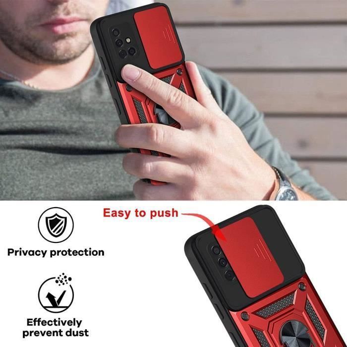 Protective Case - PROSHOP - for Samsung A51 - Matte Red - Army - Tempered Glass