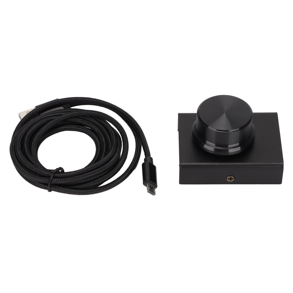 USB Volume Control One Key Mute Function 2m 6.6ft Cable Metal Case Black Computer Volume Knob for Win