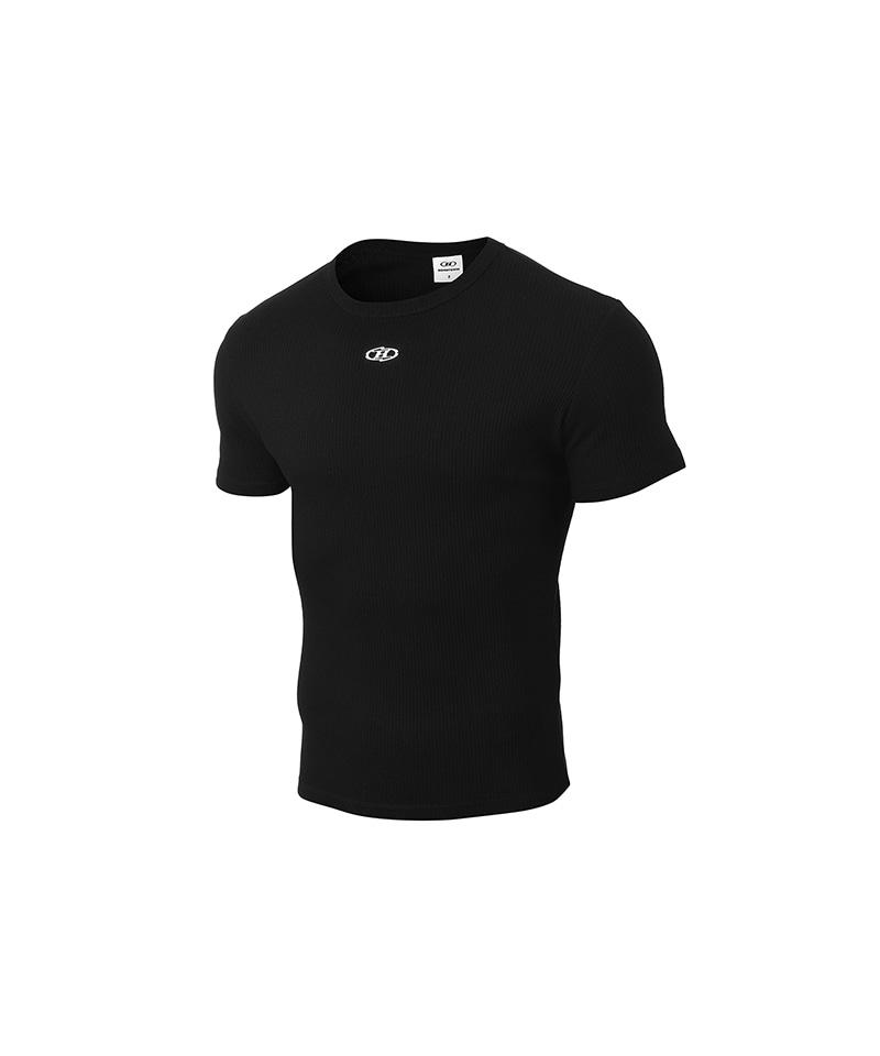 BORN TO WIN Ribbed B Pendant Muscle Fit T-Shirts [Black]