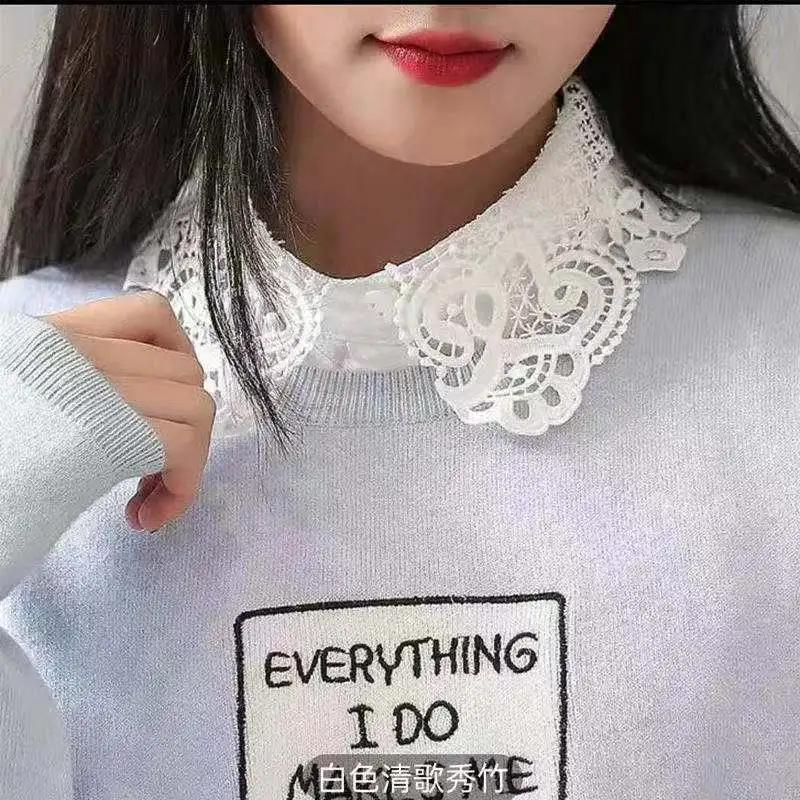 Fake Collar For Shirt Detachable Collars Solid Shirt Lapel Blouse Top Men Women Black White Girls Top Clothes QH132