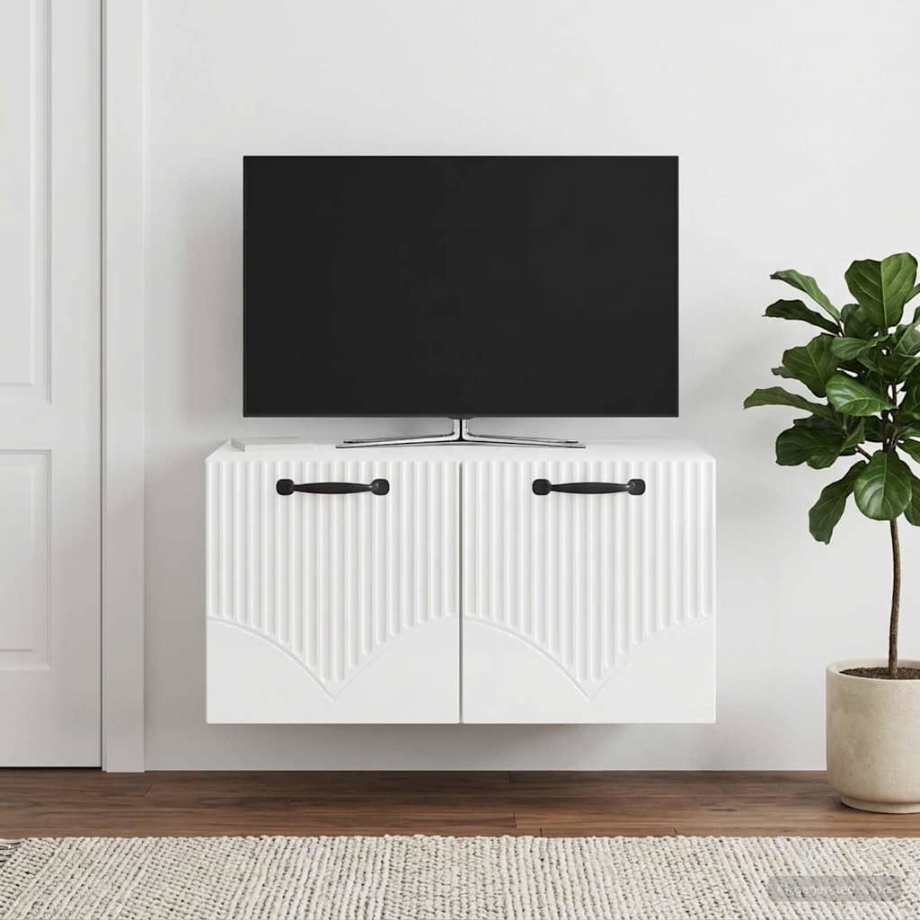 Wall Mounted TV Cabinet High Gloss White 59.5 x 41 x 30 cm