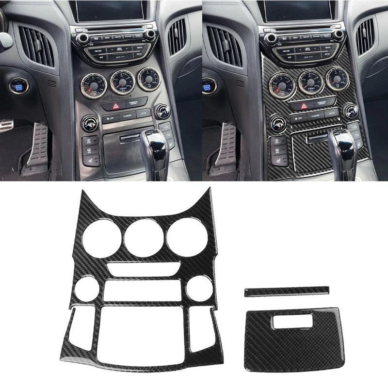 Carbon Fiber Center Console Panel Cover Trim Set Fit For Hyundai Genesis Coupe 2013 2014 2015 2016