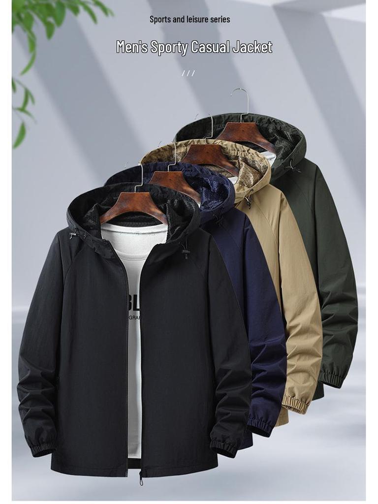 Windproof Breathable Hooded Jacket - Versatile Spring/Autumn Style, Handsome and Casual