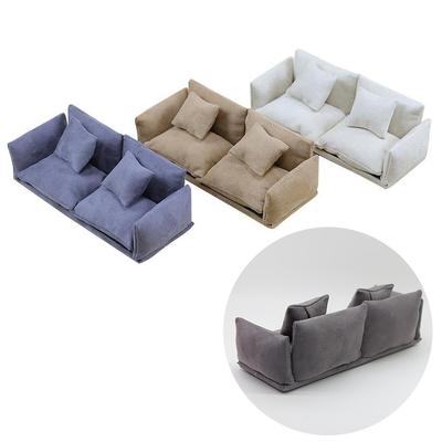 1 Set 1:12 Mini Dollhouse Furniture Italian Leather Sofa Simulation Miniature Living Room Chairs Decor Kids Pretend Play Toy