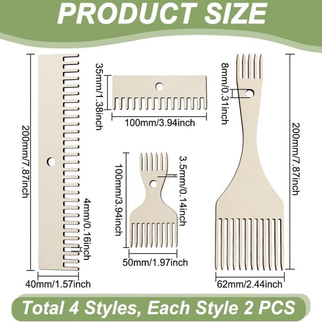8Pcs Wooden Weaving Tool For Yarn Projects And Fiber Art Creations