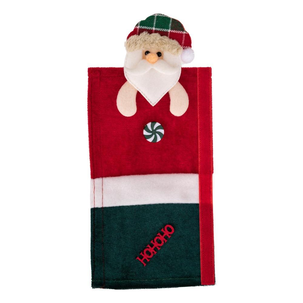 Christmas Theme Christmas Fridge Handle Covers Santa Snowman Reindeer Anti-Static Refrigerator Door Handle Protector Detachable