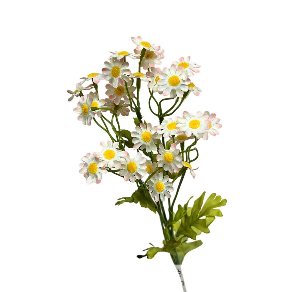30 Heads of Chamomile Artifiical Flower Branch 50cm Height Flexible Stems Simulation Flower with Green Leaves Wedding Bouquet