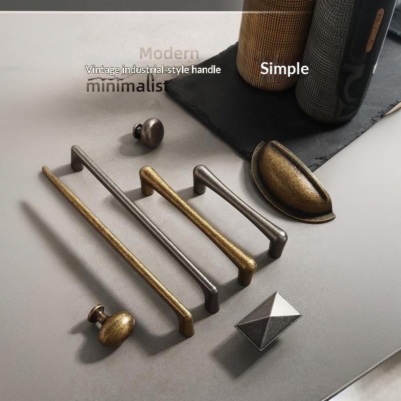 Vintage And Minimalist Antique Nickel Color Copper Brown Furniture Handles Cabinets Drawers Wardrobes Door Handles