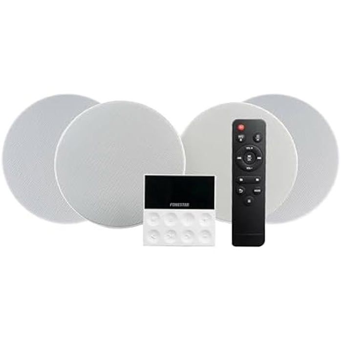 Haut-parleurs FONESTAR KS-WALL 4 - Bluetooth USB FM AUX - Noir - Amplificateur - 25 Watts - 4 Haut-parleurs