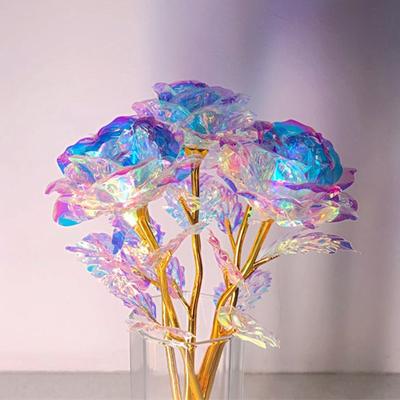 Eternal Rose Flowers Colorful Luminous Rose Artificial Flowers Gold Foil Simulation Flower Mother's Day Gifts Valentines Decor