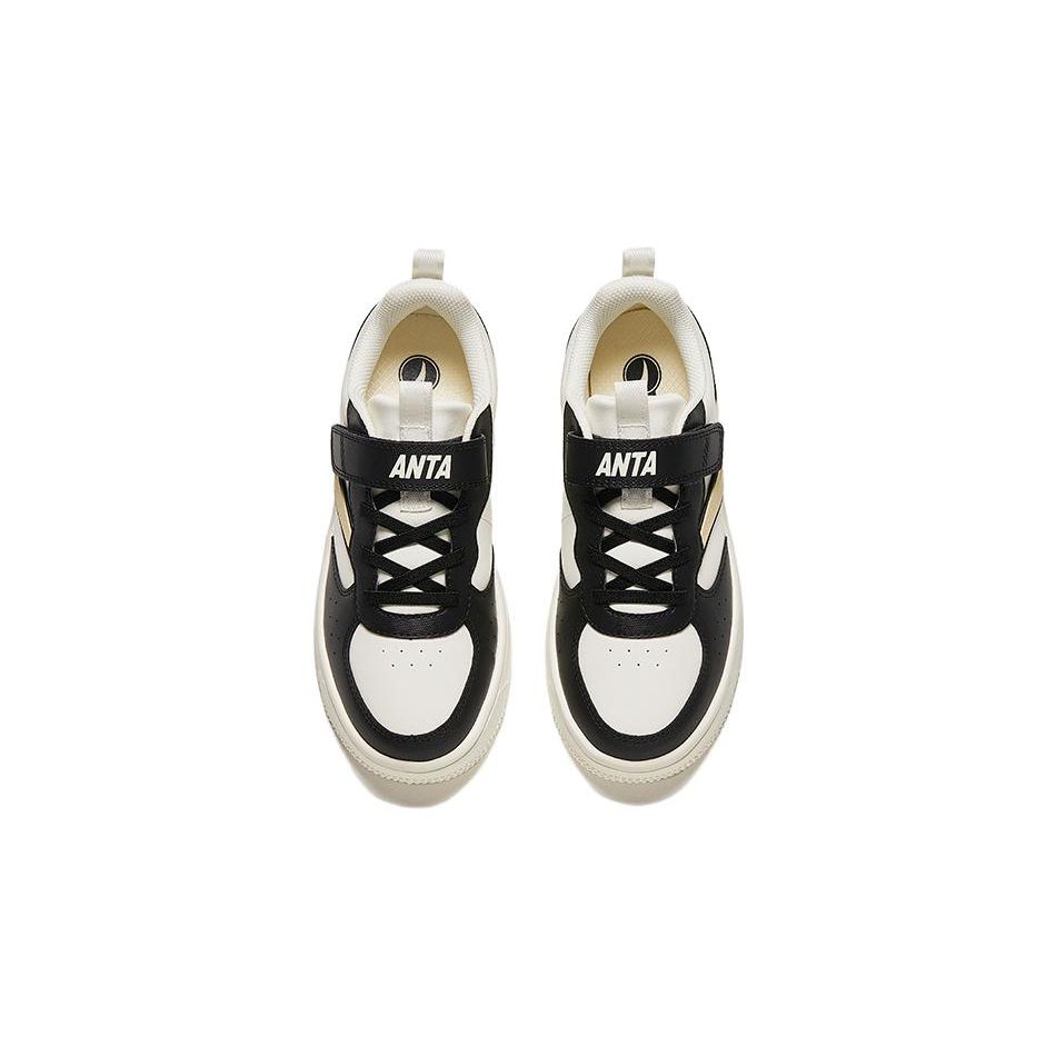 Anta Antiskid Shock Absorbing Wear Resistant Low Top Kids Skate Shoes Kids Sneakers Black White A312348031-3