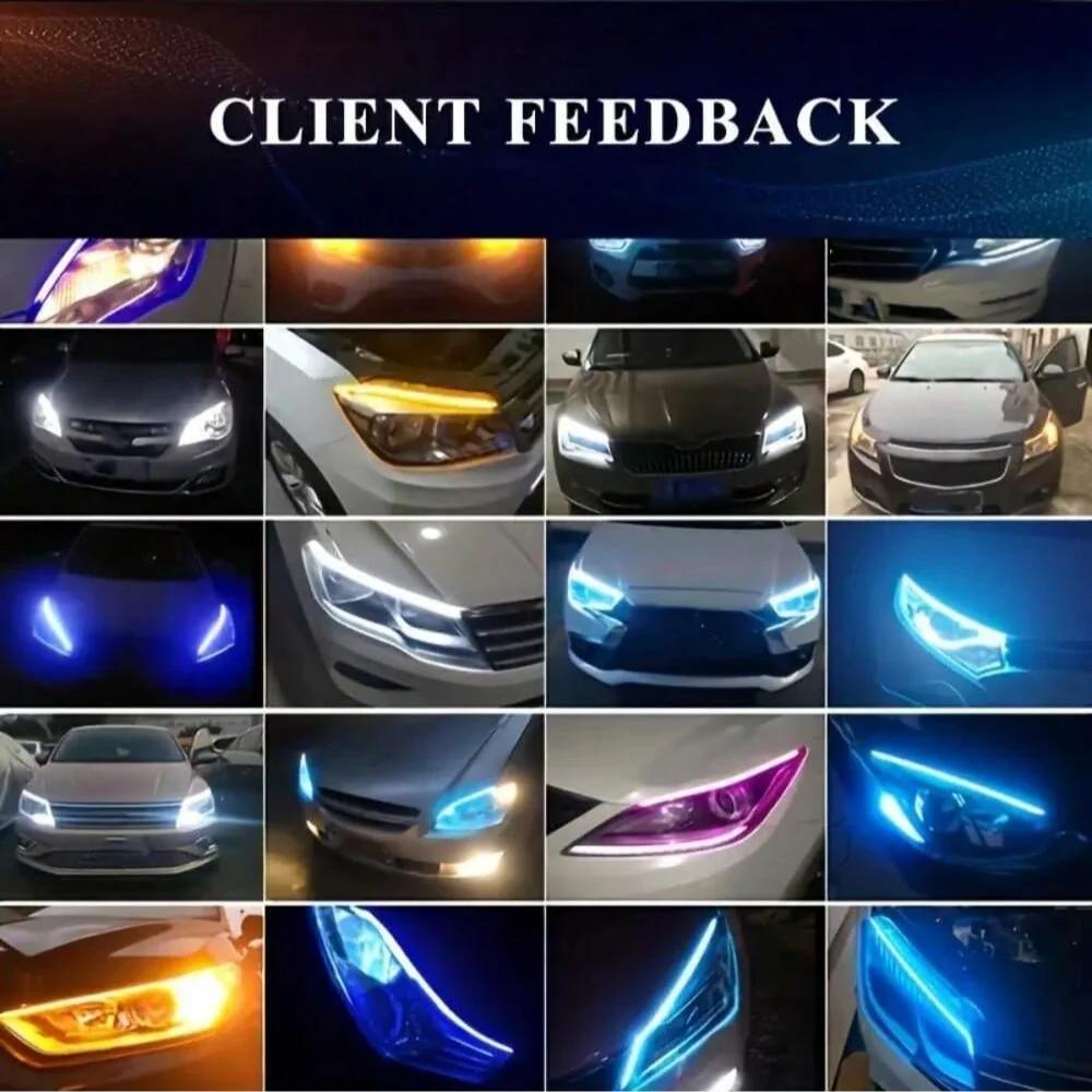 2 STÜCK LED TFL Kit – Flexible Wasserdichte Tagfahrleuchten (Weiß), Blinklicht (Gelb), & Bremslichter (12V Autozubehör)