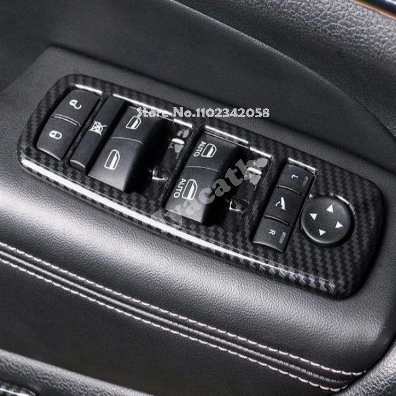 For Jeep Grand Cherokee WK2 2011-  Interior ABS carbonfiber Car Window Lift Button Glass control Switch Panel Cover stikcer