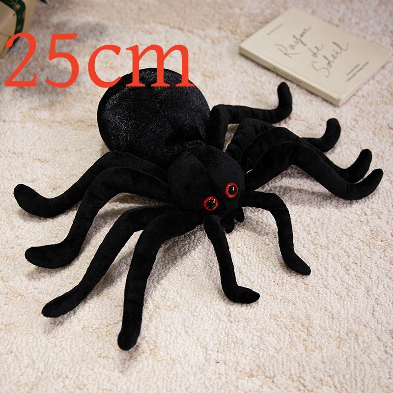 Jouet Araignée Peluche Noire Avec Imprimé Léopard Rayures Aculei Doux Câlinable Animal en Peluche Cadeau Pour Enfants Adultes Décoration Maison Amusant pour le Jeu