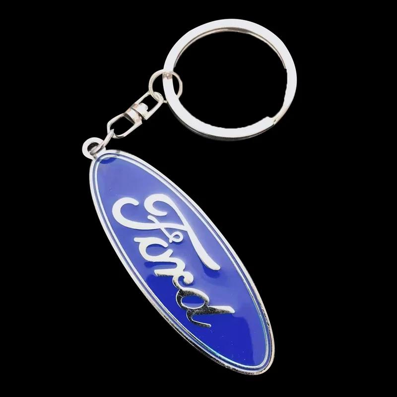 Car Sticker Car Metal Emblem Keychain Zinc Alloy Anti-loss Key Ring For Ford Ranger S-Max Focus Galaxy Mondeo Transit Tourneo Cu