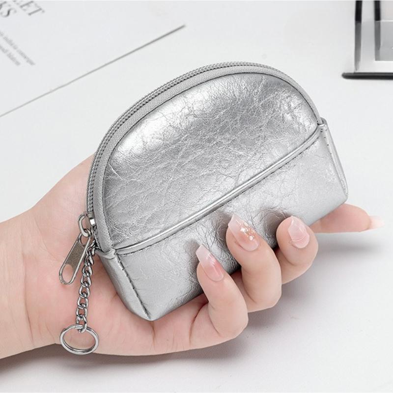Yeni Gümüş Siyah Kadın Bozuk Para Cüzdanı Küçük Çanta Cüzdan Bozuk Para Keseleri Fermuarlı Para Çantaları Çocuk Mini Cüzdanlar Deri Anahtarlık