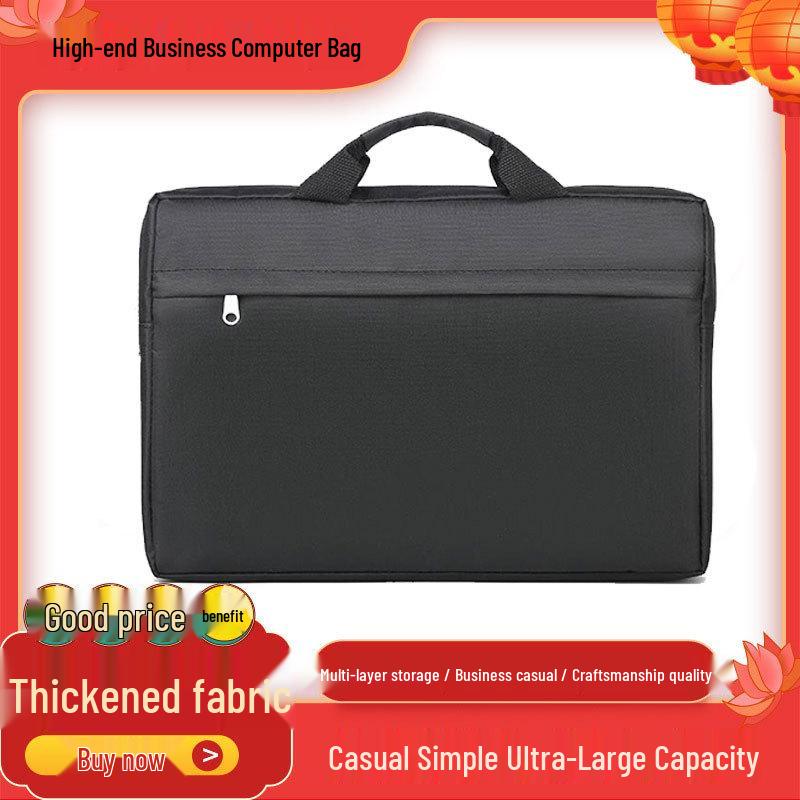 Large Capacity Travel & Office Oxford Briefcase – Handheld Laptop Bag Black