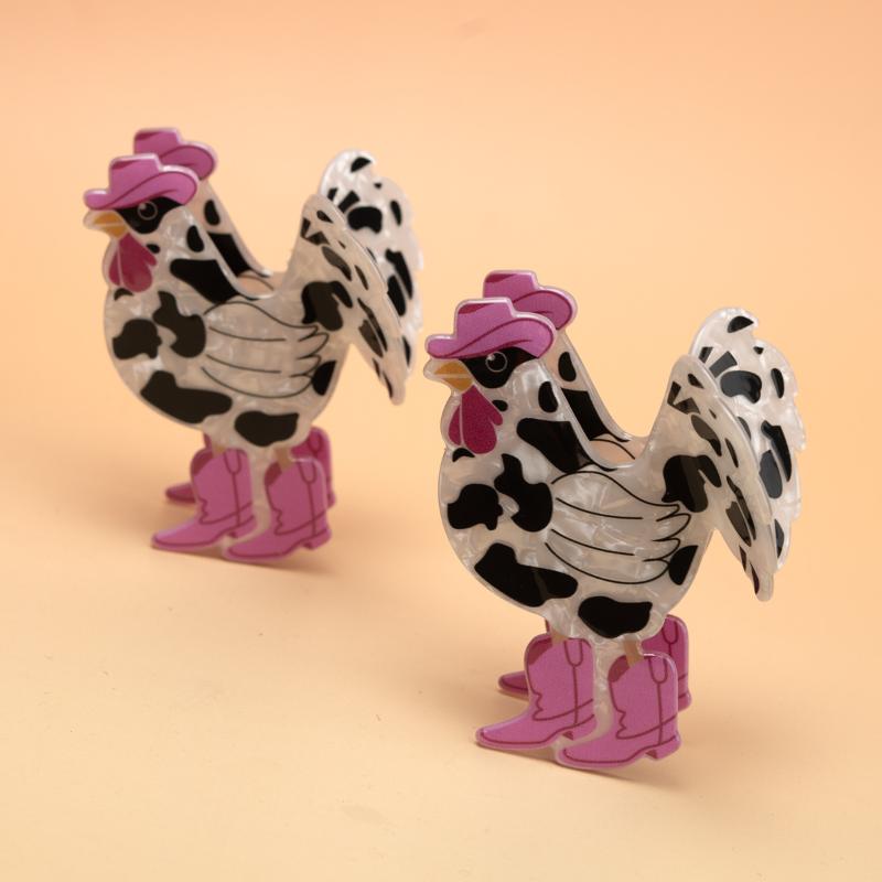 Cute Rooster Cartoon Hair Clip Cowboy Punk Style for Women s Fashion Acrylic Claws 2026 Multicolor