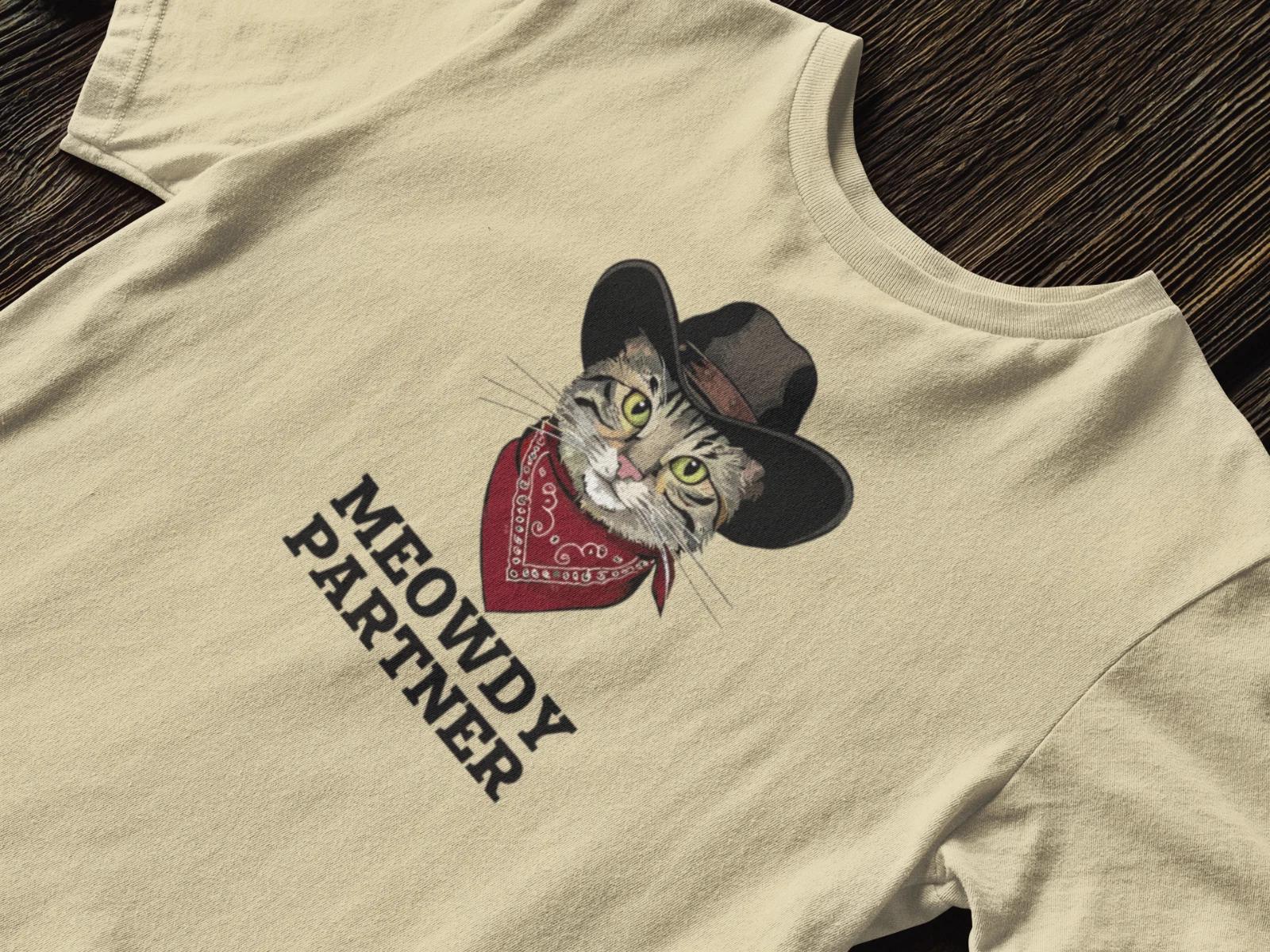 Meowdy Partner Cat Shirt, Funny Cowboy Cat T-Shirt, Western Kitty Tee, Retro Cat 3XL