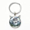 Lone Wolf Cat Ear Time Gem Keychain - Retro Style Unisex Alloy Keyring