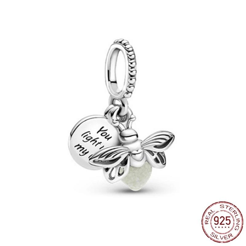 925 Sterling Silver Spring New Animal Beads Fit for Original Bracelet Jewelry Making Butterfly Firefly Chameleon Charms
