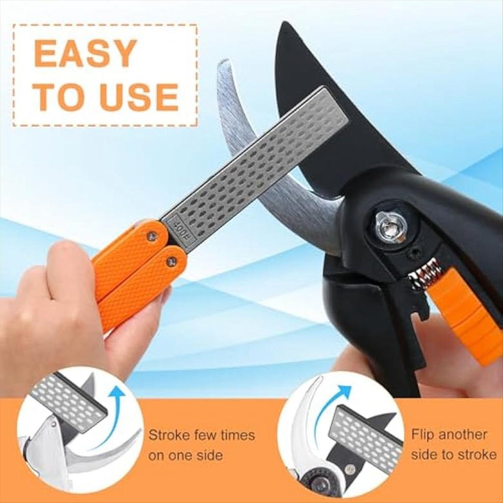BHBL 2 Double-Sided Knife Sharpener/1 Retractable Sharpening Rod,Blade Sharpener Stone Pocket Knife Sharpener