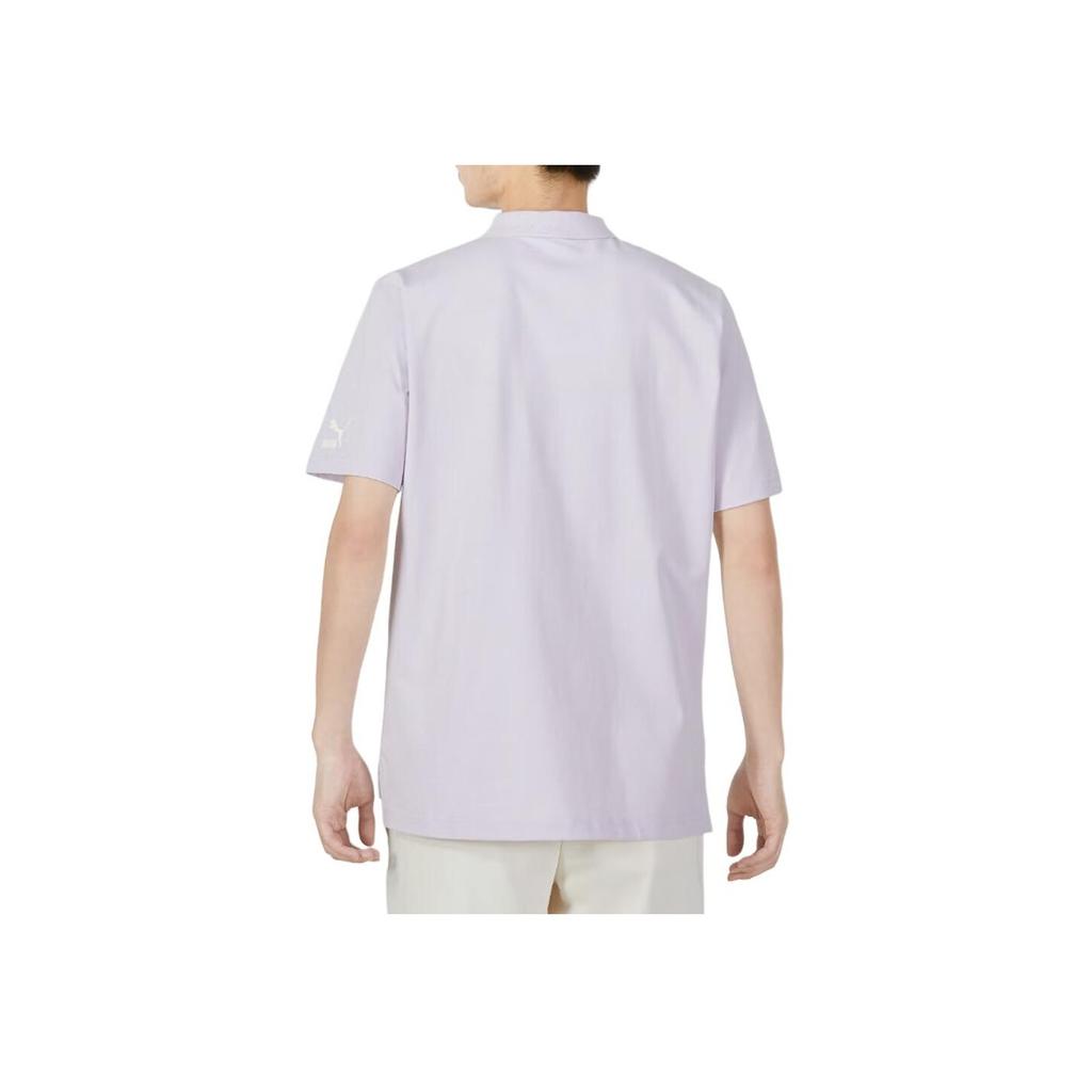 Puma Solid Color Logo Print Casual Short Sleeve Polo Unisex Tops Purple 537039-17