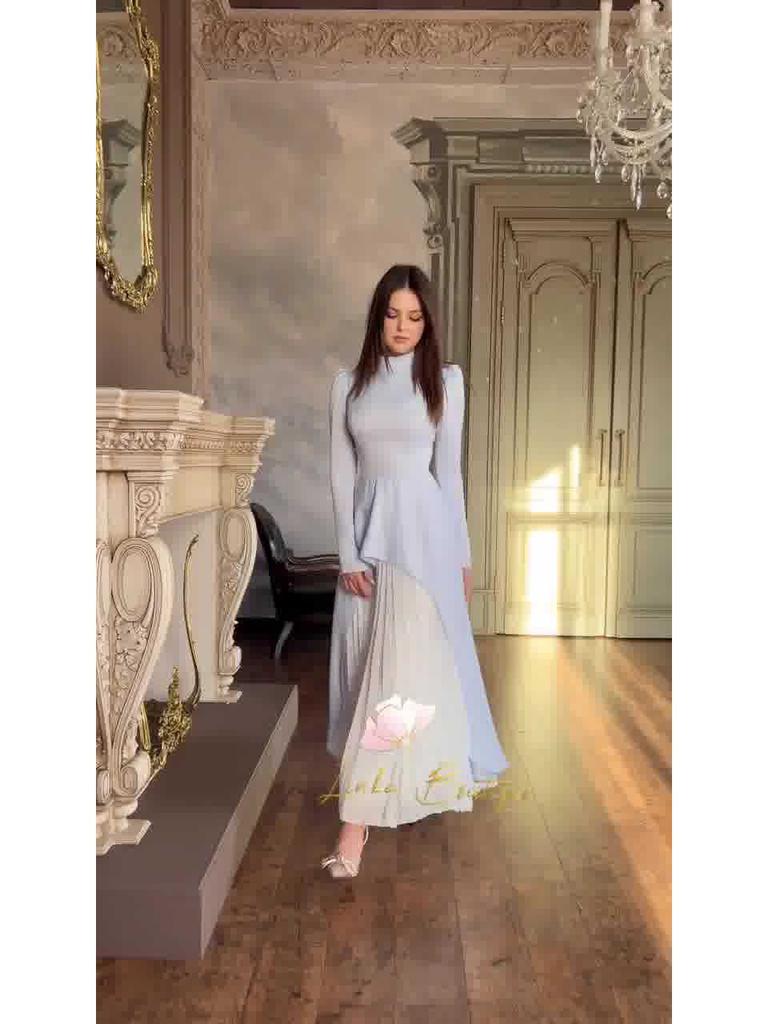 Elegant Retro Long-Sleeve Spring Dress for Women - European & American 2025 Design, Waist-Cinching Style