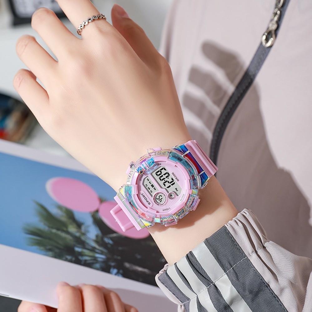 Luminous Dial Sports Kids Watches Waterproof Electronic Wristwatch Sports Clock Boys Girls фиолетовый