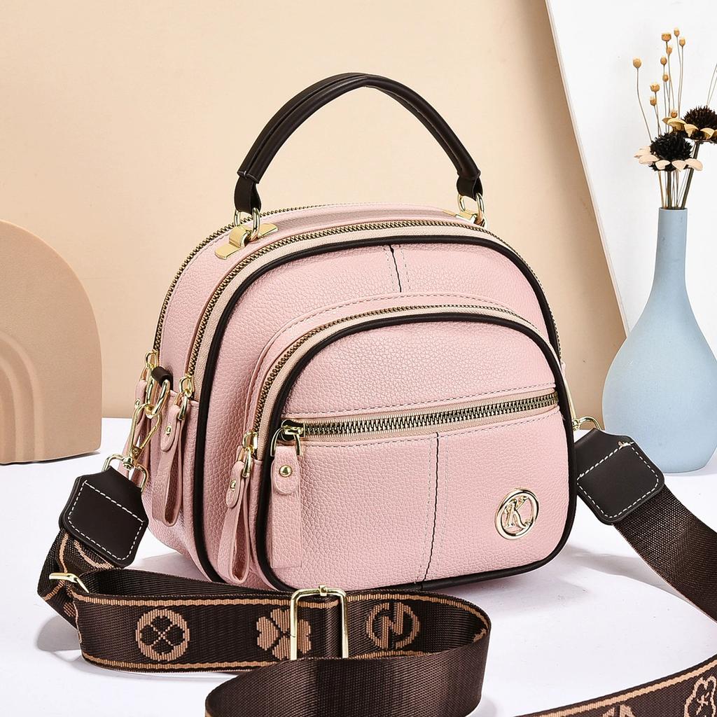 Three-Layer Soft Leather Crossbody Bag, Large Capacity Versatile Casual Fashion Shoulder Handbag
