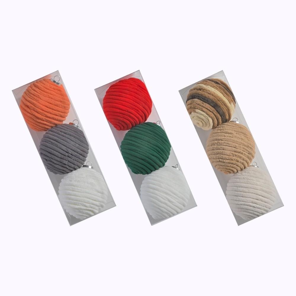 3pcs 7/10cm Christmas Ball Ornaments Flocking Shatterproof Xmas Spheres Pendant Plastic Christmas Tree Hangings Ball
