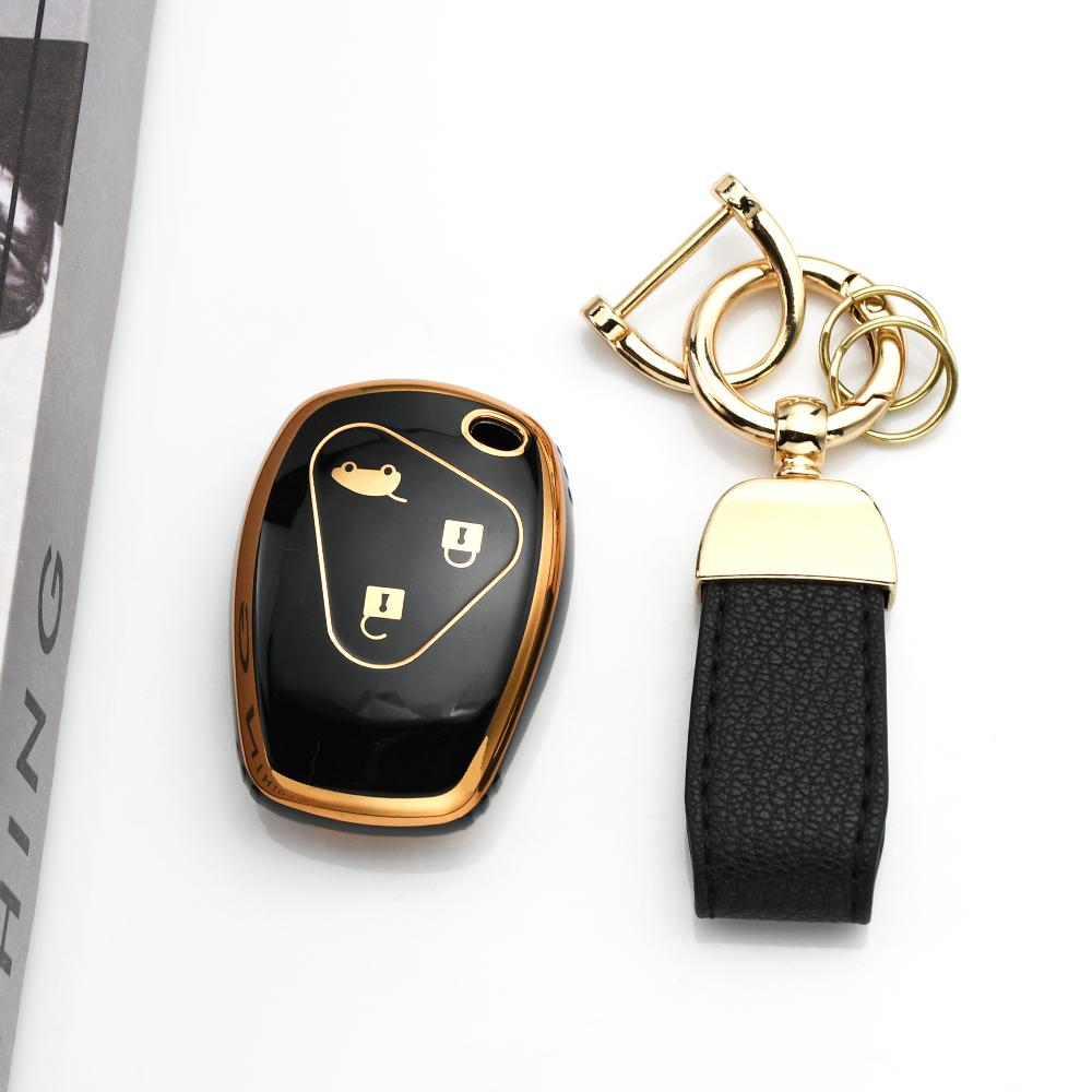 Gold Edge Soft Tpu For Renault Duster Sandero Clio Trafic Twingo Kangoo Master Modus Dacia Car Key Case 2/3 Buttons Keyless