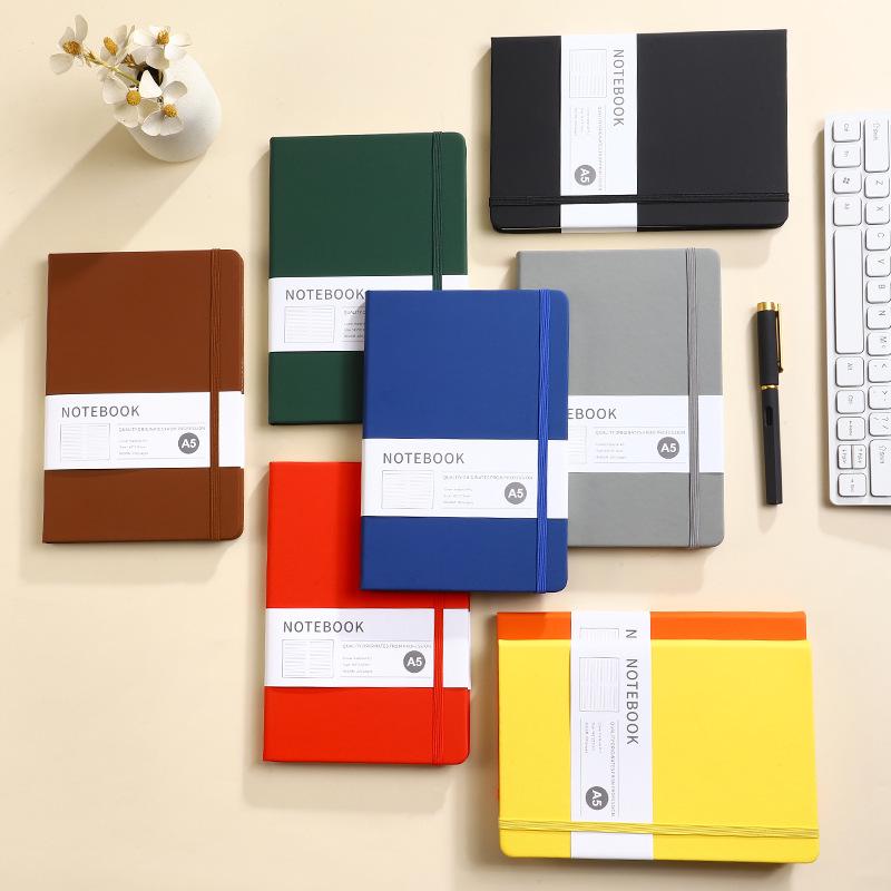 A5 Faux Leather Strap Notebook with Elastic Band - Customizable Business Office Journal