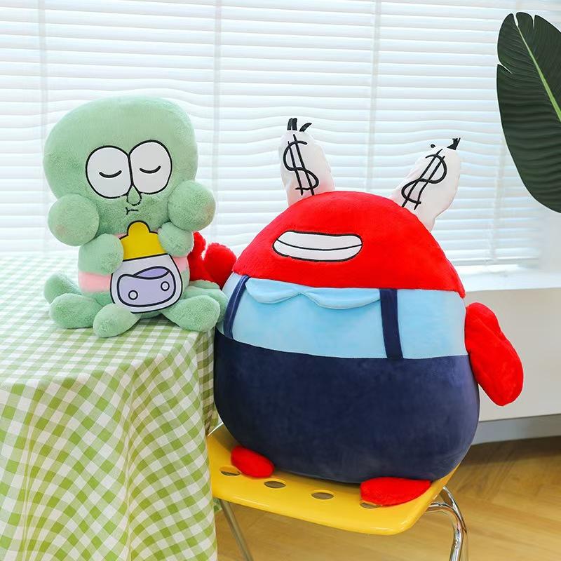 45cm Cute Q Version Spongebob Patrick Squidward Plush Doll Cartoon Sleeping Pillow Soft Stuffed Toy Gift
