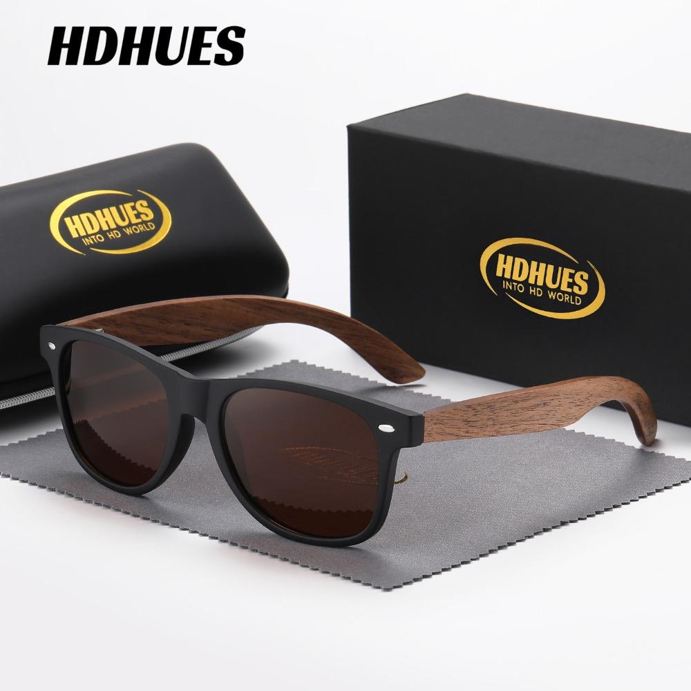 

HdHues Унисекс Деревянные поляризованные модные солнцезащитные очки для путешествий на открытом воздухе из орехового дерева, UV400 коричневый
