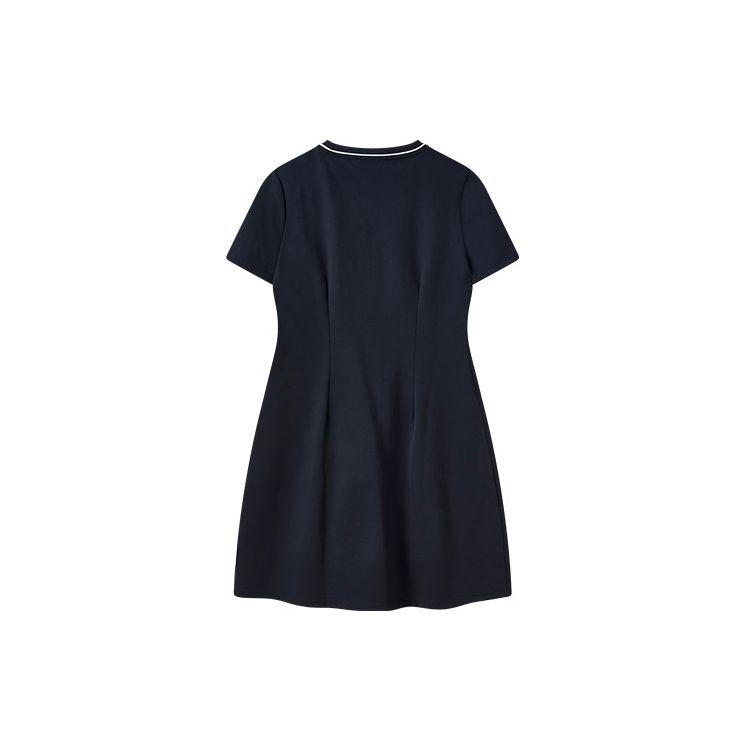 Fila Logo Solid Color Loose Fashion Casual Sports Pullover Round Neck Short Sleeve Dress Women Dresses Legendary-Blue F11W028304GNV