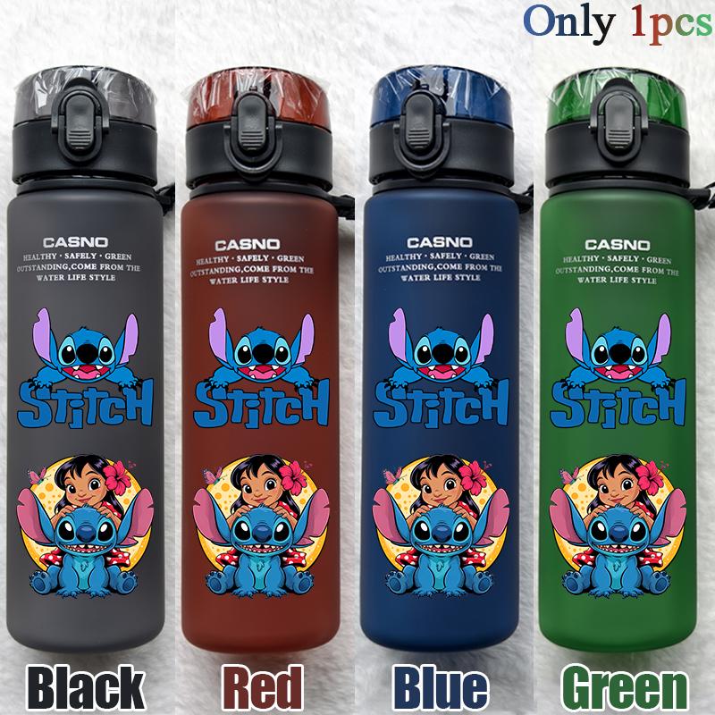 

Lilo & Stitch 560ML Peripheral Plastic Drinking Cup Stitch Angel Anime Print Water Cup Frosted Black Blue Green Red Bottle Gifts Only Black 1PCS