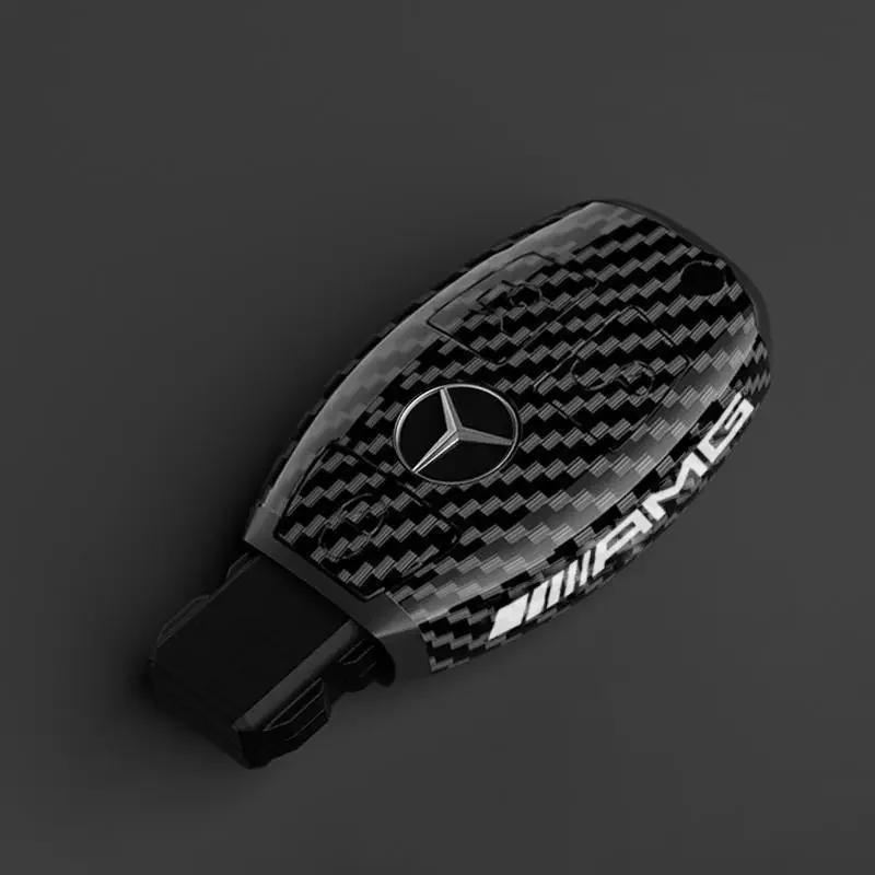 

ABS Carbon Fiber Style Car Key Rings For Mercedes Benz AMG A B C E S Class W204 W205 W212 W176 GLC CLA W177 Car Key Case Cover
