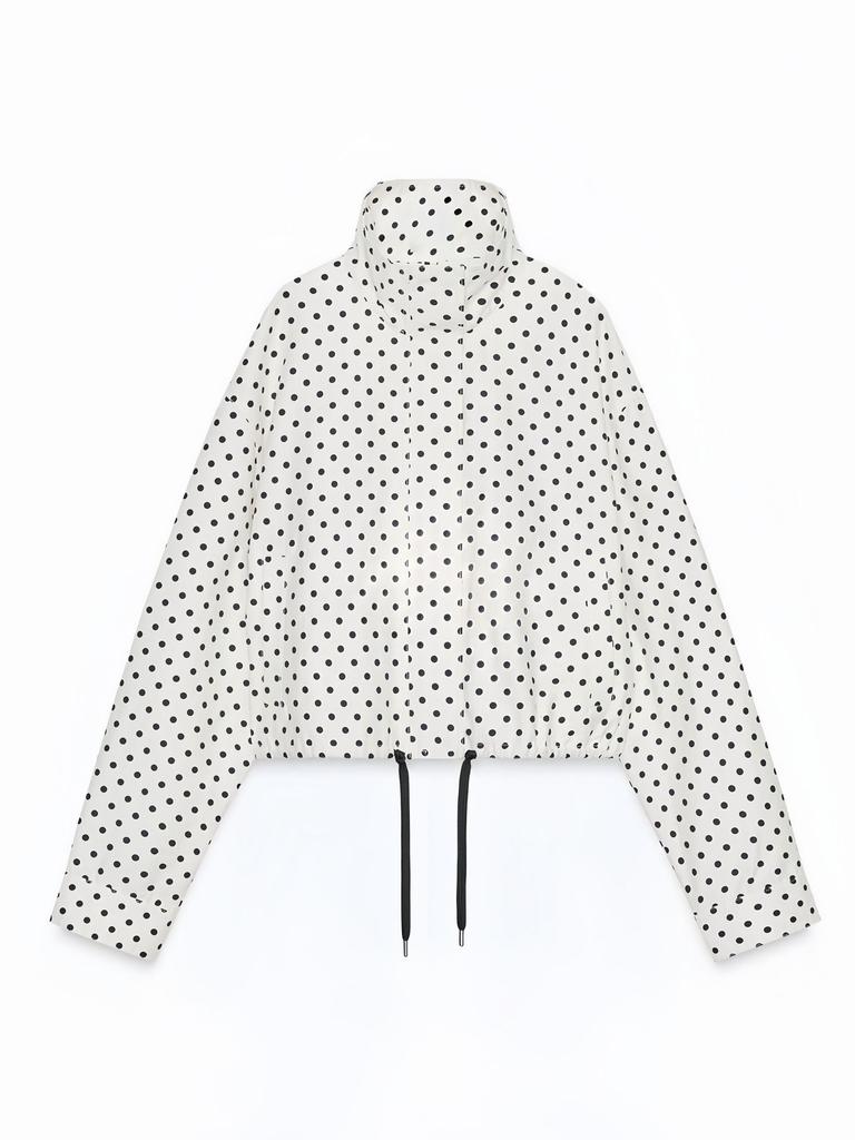 European beautiful women's bomber jacket winter coat casual spotted stand-up collar long sleeve cotton-padded women's clothing