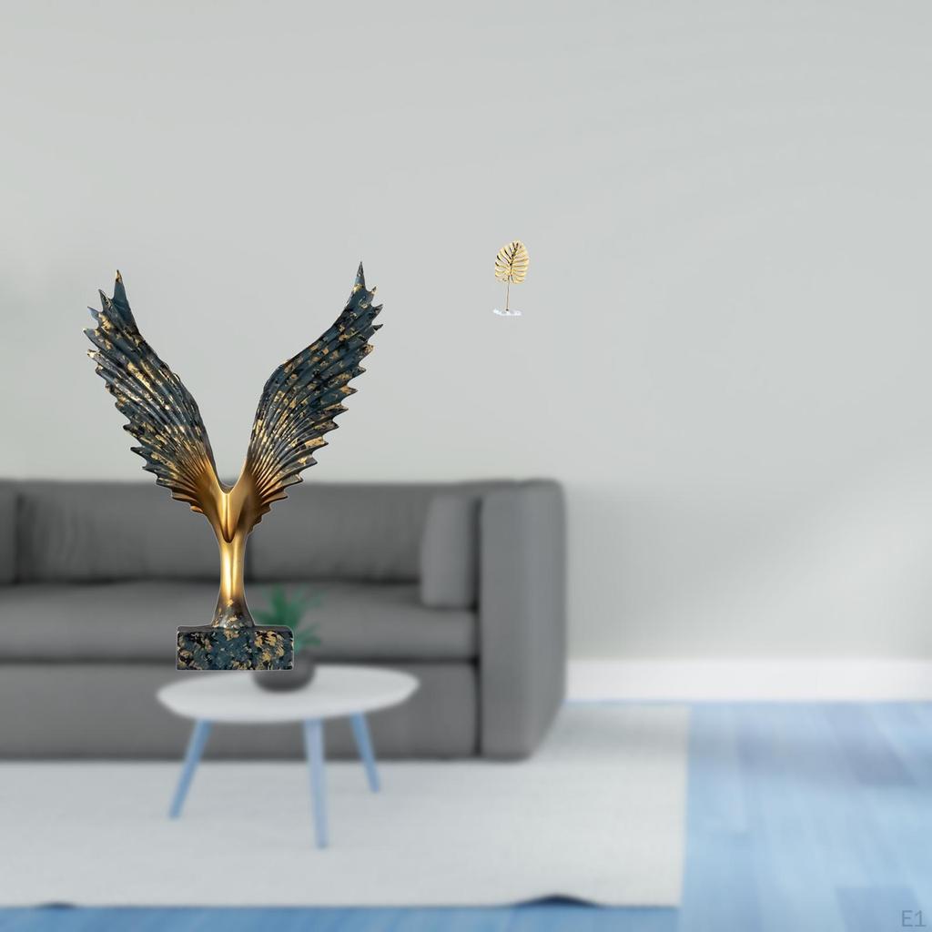 Resin Spreading Wing Metal Statue Sculpture Feng Shui Ornament Decorative Abstract Figurine